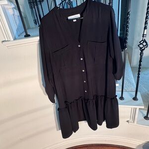 Emma & Michele Black Ruffle Hem Dress